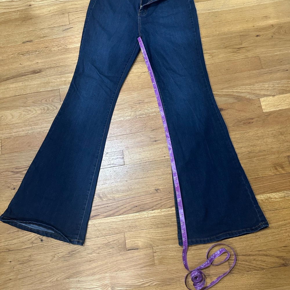 Vibrant Blue Flare Wide Leg Jeans Classic Style